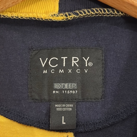 10.DEEP Split Sail Tee VCTRY SPORT Short Sleeve Like New Yellow Navy Cotton - Picture 4 of 5